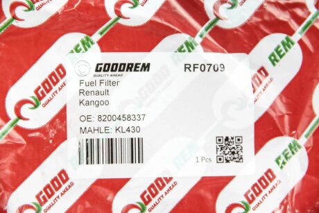 Фільтр паливний 1.5dCi Kangoo 01-08/Clio 01- (без датчика) goodrem RF0709
