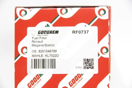 Фільтр паливний Fluence/Megane/Scenic 1.5/1.9/2.0dCi 09- goodrem RF0737