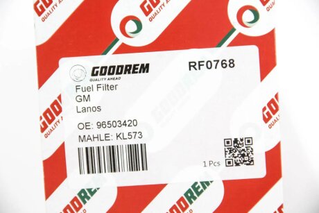 Фільтр паливний CHEVROLET EVANDA, LACETTI, MATIZ/ DAEWOO LANOS/MATIZ 0.8-2.5i 97- (з кабелем) goodrem RF0768