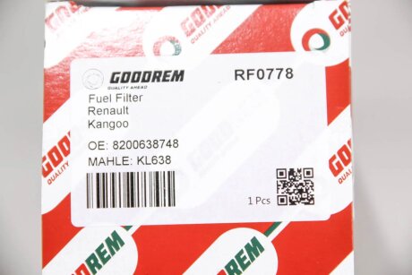 Фільтр паливний Kangoo 1.5dCi 10.07- (без датч.води) goodrem RF0778
