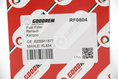Фільтр паливний Kangoo 1.5dCi 2.08- (+датч.води верхн.) goodrem RF0804