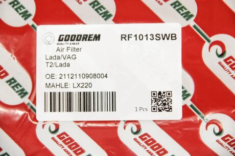 Фільтр повітряний T2 >92 / Audi 100 >90 / Lada (з сіткою) goodrem RF1013SWB