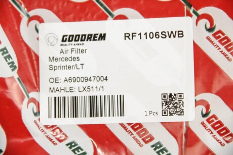 Фільтр повітряний Sprinter/LT 96-06/Vito (638) 99-03 (з сіткою) goodrem RF1106SWB