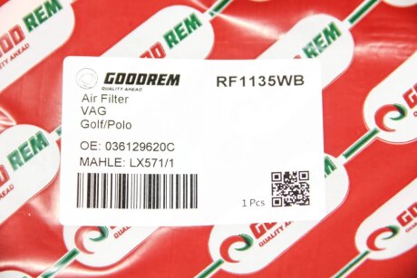 Фільтр повітряний Golf IV/Polo/Octavia 1.4 (AXP) >04 goodrem RF1135WB