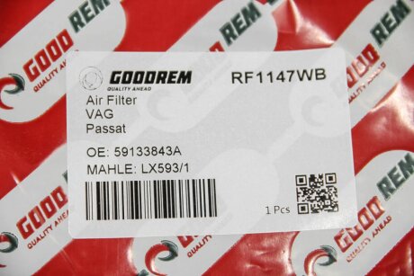 Фільтр повітряний Passat B5/Audi A4/A6 2.5TDI 97-04 goodrem RF1147WB
