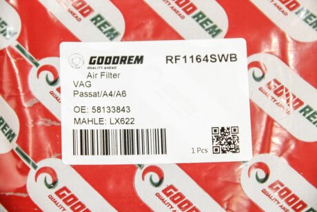 Фільтр повітряний Passat B5/A4/A6 1.6-2.8/1.9TDI 97> (з сіткою) goodrem RF1164SWB
