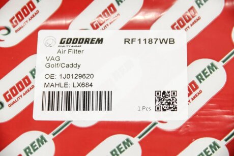 Фільтр повітряний 1.9TDI Golf 99-06/Octavia 03-05/Leon 01-06 goodrem RF1187WB