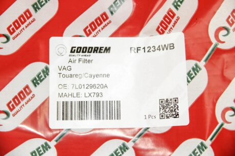 Фільтр повітряний Touareg/Cayenne 03-/Audi Q7 06- (з передфільтром) goodrem RF1234WB