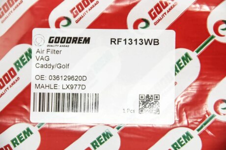 Фільтр повітряний 1.4 Caddy III (75PS)/Golf IV/V/Octavia/Fabia goodrem RF1313WB