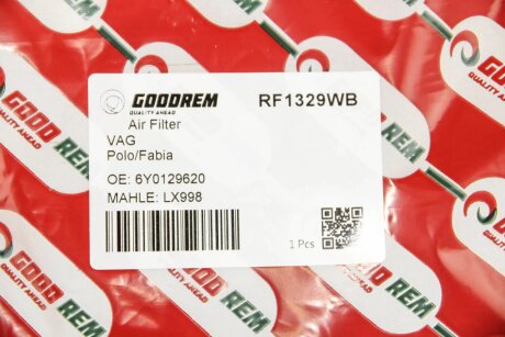 Фільтр повітряний Polo 1.2i 02-10/Fabia 1.0-1.4 99- goodrem RF1329WB