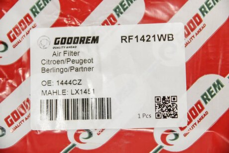 Фільтр повітряний 1.6 16V Berlingo/Partner 01-/C2/C3 03- goodrem RF1421WB