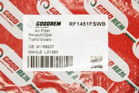 Фільтр повітряний Trafic/Vivaro 2.0/2.5dCi 02- (з сіткою і передфільтром) goodrem RF1451FSWB