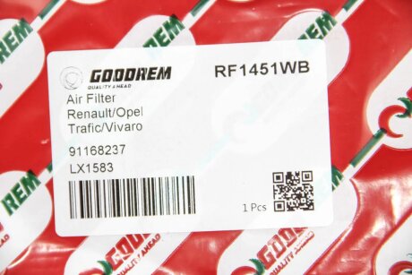 Фільтр повітряний Trafic/Vivaro 2.0/2.5dCi 02- goodrem RF1451WB