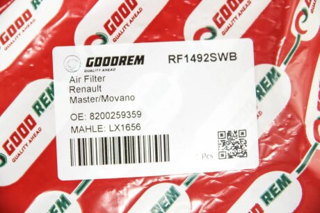 Фільтр повітряний Master/Movano 2.2/2.5dCi 03- (з сіткою) goodrem RF1492SWB