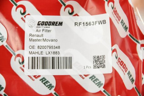 Фільтр повітряний Master/Movano 2.3dCi 10- (з передфільтром) goodrem RF1563FWB