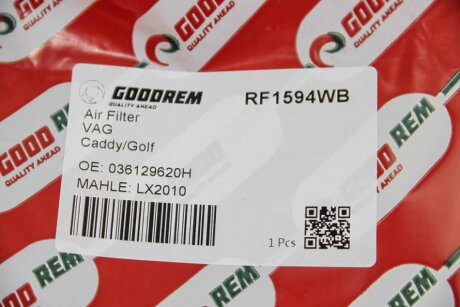 Фільтр повітряний 1.4-1.6 16V Caddy 06-10/Golf 06-13/Octavia 04-/Fabia 06- goodrem RF1594WB