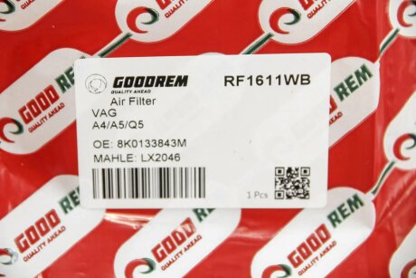 Фільтр повітряний A4/A5/Q5 1.8/2.0 TFSI/TDI 07- (з передфільтром) goodrem RF1611WB