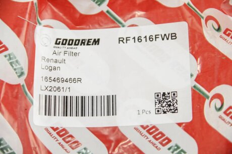 Фільтр повітряний Logan 1.4/1.6 MPI 06- (з передфільтром) goodrem RF1616FWB