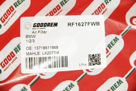 Фільтр повітряний BMW 1 (F20/21)/3 (F30/31)/4 (F32/33/36) 12- (з передфільтром) goodrem RF1627FWB