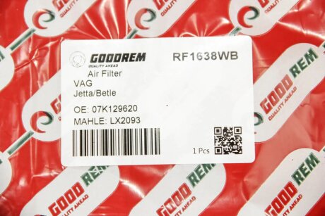 Фільтр повітряний Jetta 06- 2.5i goodrem RF1638WB