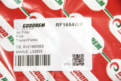 Фільтр повітряний Transit Courier 14-/B-Max/Fiesta 08- goodrem RF1654WB