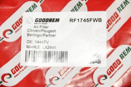 Фільтр повітряний Berlingo/Partner 1.6HDi 10- (з передфільтром) goodrem RF1745FWB