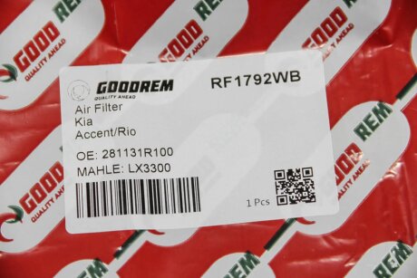 Фільтр повітряний RIO II/Soul/Accent 1.1-1.6 10- goodrem RF1792WB