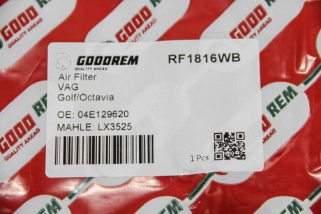 Фільтр повітряний VW/Skoda 1.2/1.4 TSI 12- goodrem RF1816WB