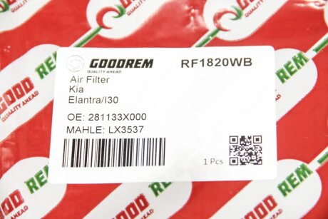 Фільтр повітряний Hyundai i10/Ceed/Cerato 1.4-2.0 11- goodrem RF1820WB