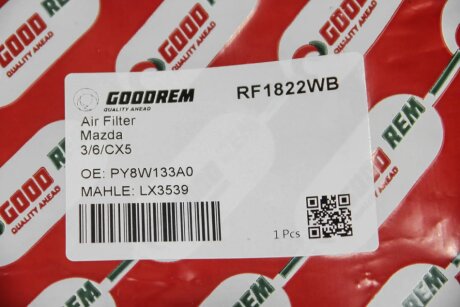Фільтр повітряний Mazda 3/6/CX-5 2.2-2.5 D 12- goodrem RF1822WB