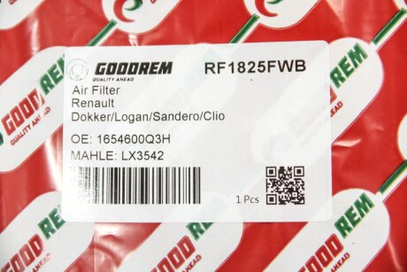 Фільтр повітряний Dokker/Logan/Sandero/Clio 1.5dCi 12- (з передфільтром) goodrem RF1825FWB