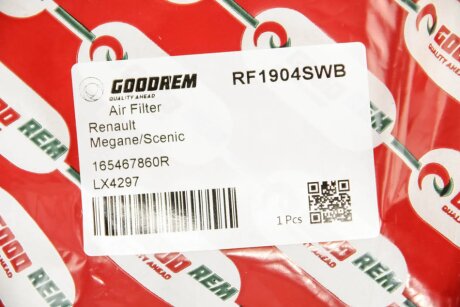 Фільтр повітряний Renault 1.5/1.6/1.8 dCi Megane 15- /Scenic IV 16- (з сіткою) goodrem RF1904SWB