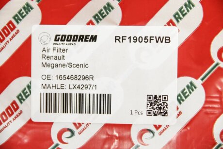 Фільтр повітряний Renault 1.5/1.6/1.8 dCi Megane 15- /Scenic IV 16- (з передфільтром) goodrem RF1905FWB