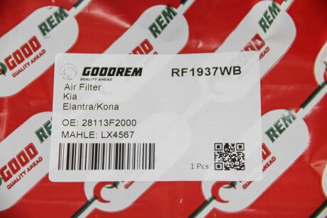 Фільтр повітряний Hyundai Elantra 1.6/2.0 i/D 15- / i30 1.0-1.6 T-GDI/MPI/CRDi 16- goodrem RF1937WB