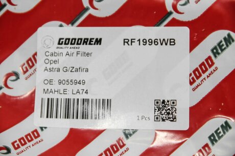 Фільтр салону Astra G 1.2/1.4/1.6/1.7/1.8/2.0/2.2 TD/DTI/CDTI 98-09 goodrem RF1996WB