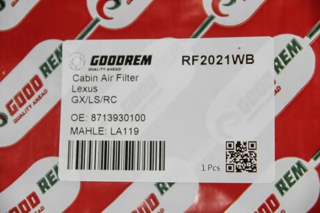 Фільтр салону Nissan Almera II/Primera 00- goodrem RF2021WB