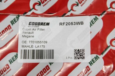 Фільтр салону Renault Megane II 02- goodrem RF2053WB