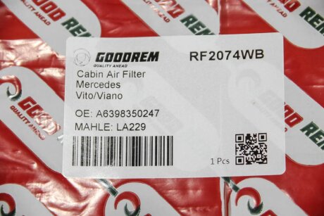 Фільтр салону Vito (639) 03- (+AC) goodrem RF2074WB