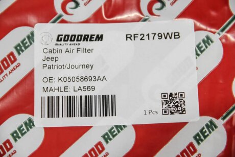 Фільтр салону Jeep Patriot/Dodge Avanger/Caliber 07- goodrem RF2179WB