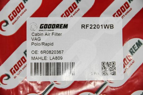 Фільтр салону Fabia/Rapid/Polo 06- goodrem RF2201WB