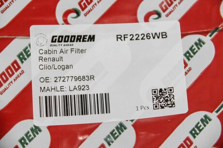 Фільтр салону Logan/Sandero/Clio 12- goodrem RF2226WB