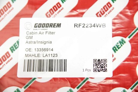 Фільтр салону Opel Astra K /Insignia B 1.0-1.7 15- goodrem RF2234WB