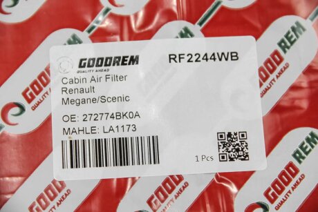 Фільтр салону Megane IV/Scenic IV/Kadjar 1.2TCe/1.5/1.6dCi 15- goodrem RF2244WB