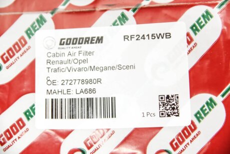 Фільтр салону Trafic/Vivaro 14-/Megane 13-/Scenic 09- goodrem RF2415WB