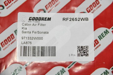 Фільтр салону Santa Fe 2.0-2.4 11- goodrem RF2652WB