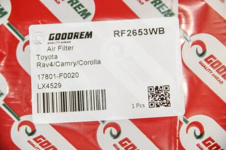 Фільтр повітряний Toyota RAV4/CamryHybrid/Corolla 1.2-2.5 17- goodrem RF2653WB