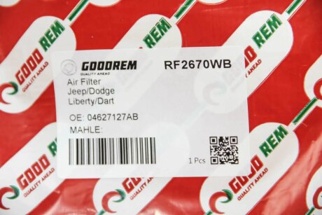 Фільтр повітряний Dodge Dart/Jeep Liberty 13-16 goodrem RF2670WB
