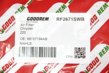 Фільтр повітряний Chrysler 200 2.4/3.6 15-17 (з сіткою) goodrem RF2671SWB