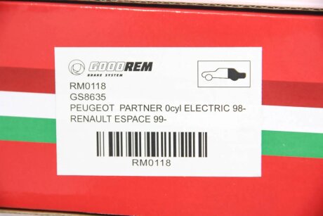 Тормозные колодки задние Berlingo/Partner 96-05 (барабанные) goodrem RM0118