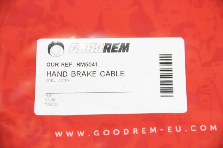 Трос ручного тормоза зад. Astra 92-98 (1272/690+1692/1090) goodrem RM5041